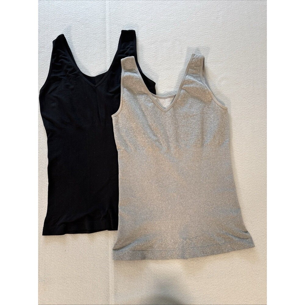Marilyn Monroe Shaping Tank Tops Womens L Lot of 2 Black Gray Seamless